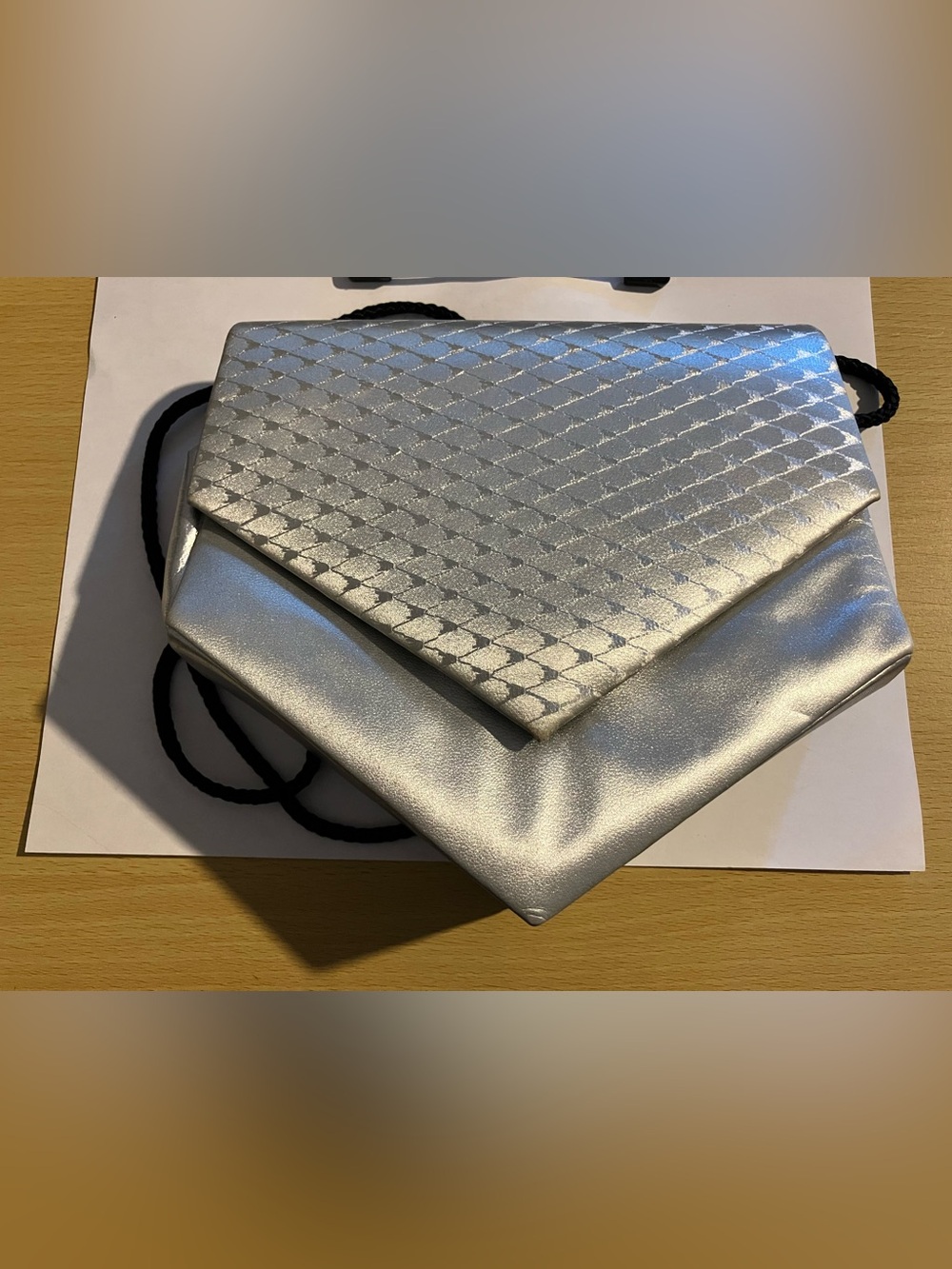 Jasmin Silver Metallic Envelope Crossbody Bag